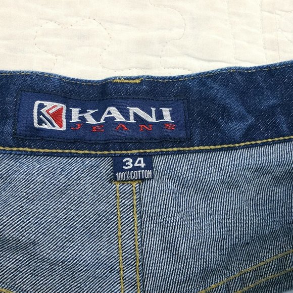 Vintage 90s Karl Kani Blue Jeans Embroidered Mens Size 34 Measure 33x30 Hip Hop - Picture 9 of 9